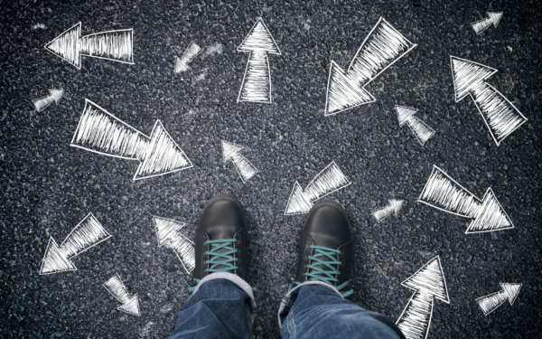 markets unsettled symbolized by arrows pointing everywhere